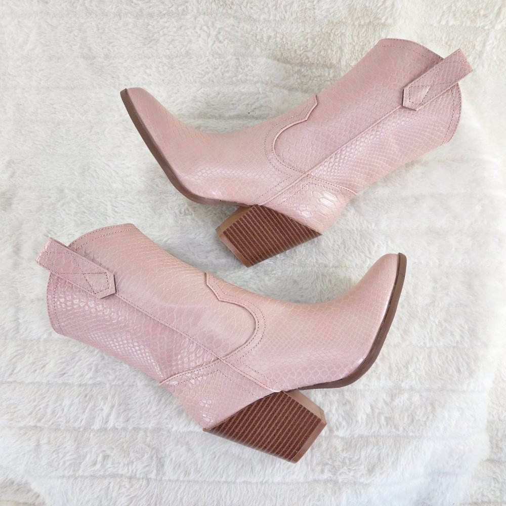 Pink Western-Style Ankle Boots - Picture 9 of 9